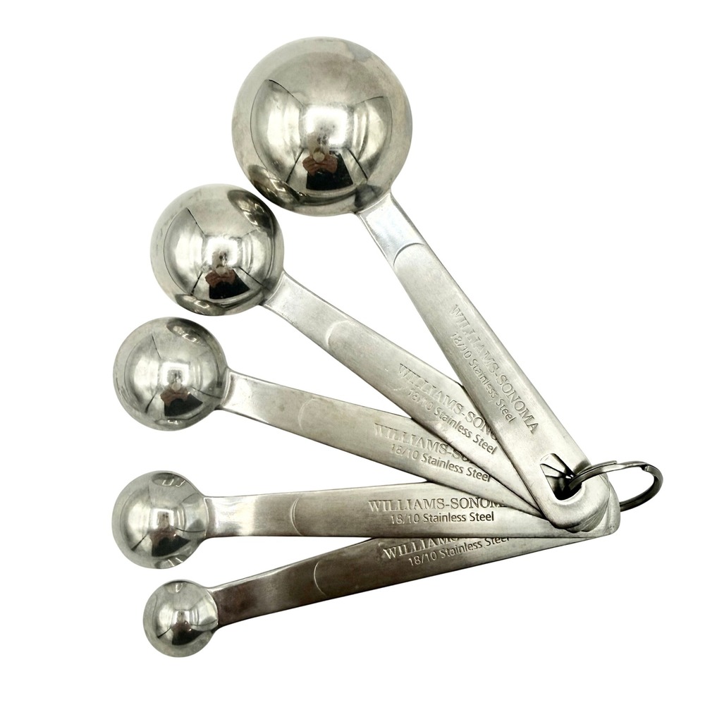 Williams Sonoma Stainless Steel Measuring Spoon Set 5 Pc 18/10 Nesting Ring
